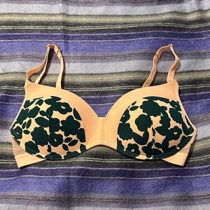 Lively Peach and Green Floral Bra